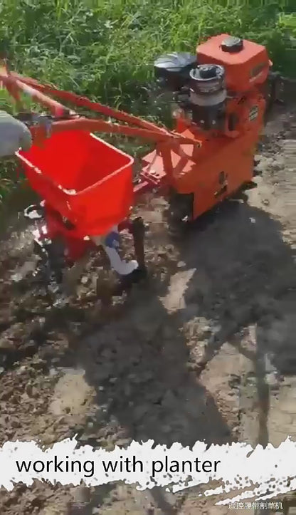 Mini Motoculteur à Chenilles 7HP avec Charrue - Machine Agricole Multifonction